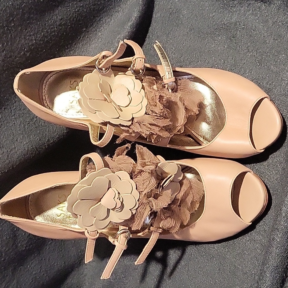Saks Fifth Avenue Heels with Organza Flowers